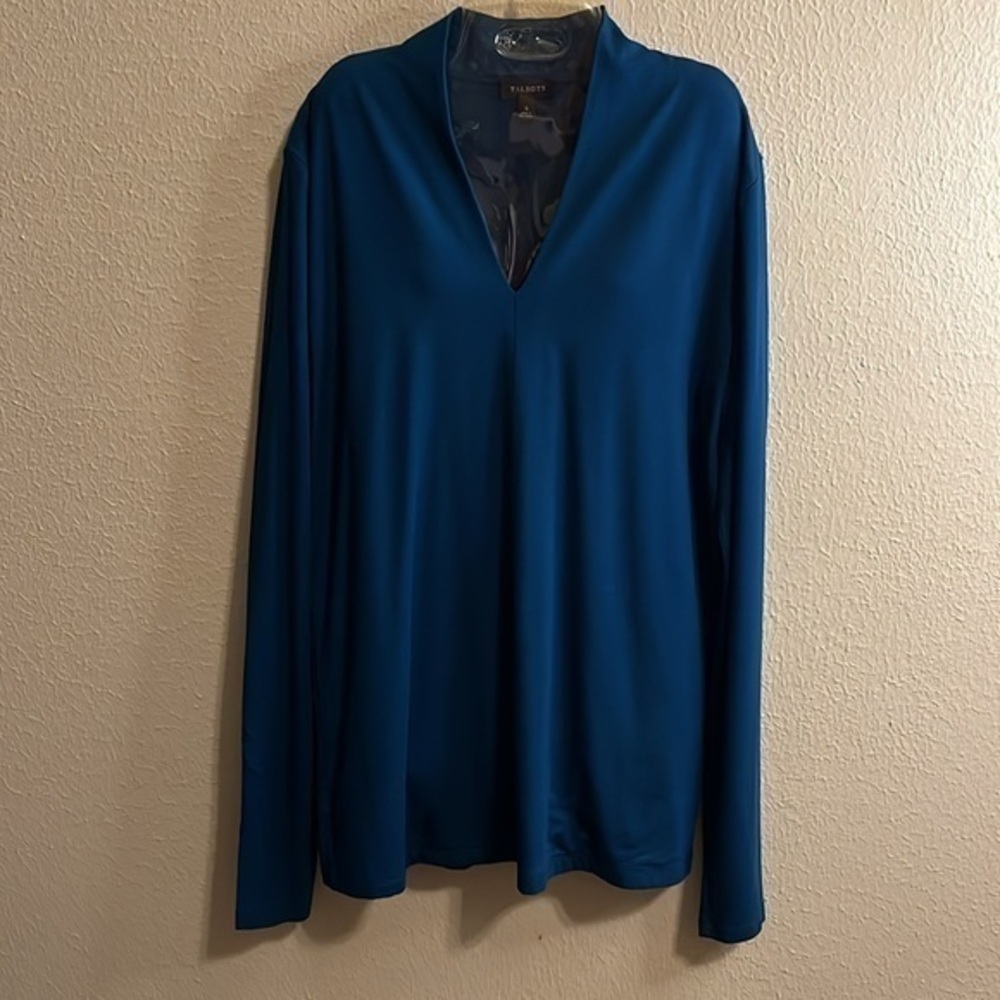 Talbots Long Sleeve Blouse Greenish Blue